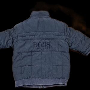 Boss, Hugo Boss. Baby Boy Size 12 Month, navy blue quilted puffer jacket.